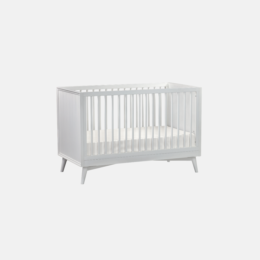 Abella Cot in White Cloud, certified safe nursery cot by boulevard kids