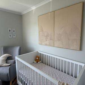 Abella Cot styled in a modern nursery setting